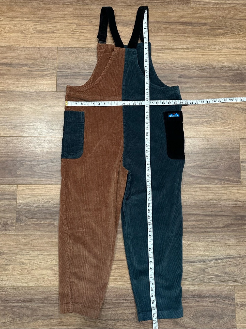Kavu San Juan Corduroy Overalls in Dusk Bay Teal Blue/Brown/Black Size Large - Picture 11 of 11
